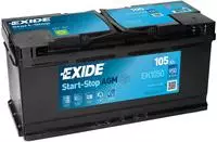 EXIDE EK1050, EXIDE Autobatterie AGM 12V 105Ah 950A rechts 392x175x190 mm...