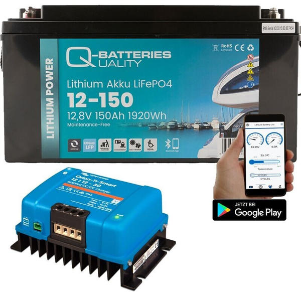 Q-Batteries Charger boost Set LiFePO4 12,8V 150Ah