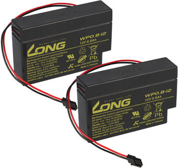 Kung Long 2x Akku WP0.8-12H 12V 0,8Ah Heim und Haus Stecker AGM Blei Batterie