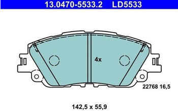 ATE Bremsbelagsatz - Scheibenbremse vorne rechts links für Toyota Camry, Lexus UX 200, Rav 4 (13.0470-5533.2)