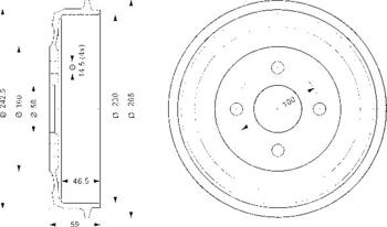 ATE Bremstrommel hinten rechts links für BMW 1502-2002 (24.0223-0005.1)