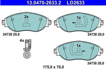 ATE Bremsbelagsatz - Scheibenbremse Ceramic vorne rechts links für VW Passat Arteon Tiguan (13.0470-2633.2)