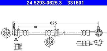 ATE Bremsschlauch vorne rechts für Nissan Qashqa (24.5293-0625.3)