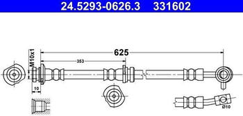 ATE Bremsschlauch vorne links für Nissan Qashqai II (24.5293-0626.3)