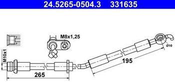 ATE Bremsschlauch vorne rechts f&uuml;r Toyota Yaris (24.5265-0504.3)