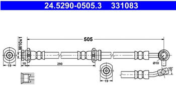 ATE Bremsschlauch vorne links für Nissan X-Trail (24.5290-0505.3)