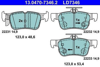 ATE Bremsbelagsatz - Scheibenbremse hinten rechts links für Ford Kuga, Mondeo (13.0470-7346.2)