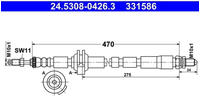 ATE Bremsschlauch vorne rechts für KA 1.0 i Ford 1.3 (24.5308-0426.3)