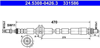 ATE Bremsschlauch vorne rechts für KA 1.0 i Ford 1.3 (24.5308-0426.3)