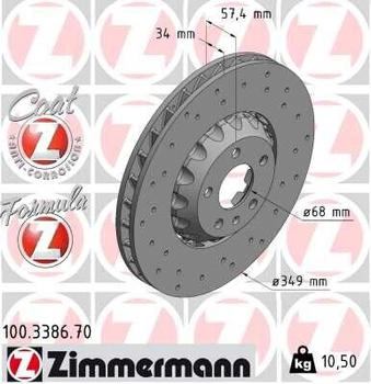 Zimmermann Bremsscheibe belüftet vorne (100.3386.70)