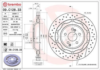 Brembo Bremsscheibe innenbel&uuml;ftet Hinterachse PRIME LINE - Dual Cast (09.C128.33)
