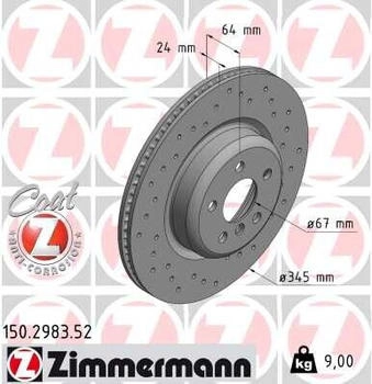 Zimmermann Bremsscheibe Sport Gelocht hinten rechts für BMW (150.2983.52)