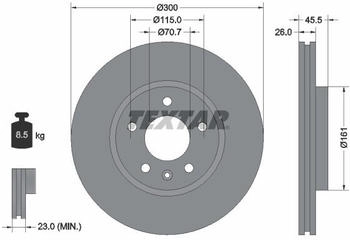 Textar Bremsscheibe innenbelüftet hochkarbonisiert (92205605)