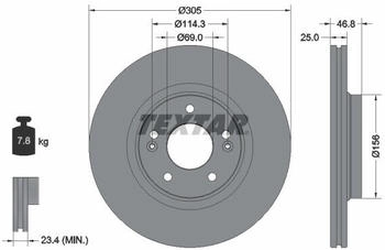 Textar Bremsscheibe innenbel&uuml;ftet hochkarbonisiert (92292205)
