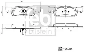 Febi Bilstein Bremsbelagsatz, Scheibenbremse f&uuml;r Dacia, Renault (195084)