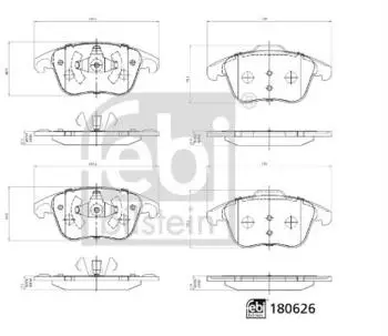 Febi Bilstein Bremsbelagsatz, Scheibenbremse f&uuml;r Citro&euml;n, Opel, Peugeot (180626)