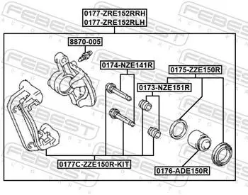 Febest Bremssattel Hinterachse rechts (0177-ZRE152RRH)