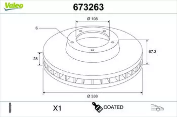Valeo Bremsscheibe Vorderachse bel&uuml;ftet 338mm (673263)
