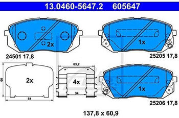 ATE Bremsbeläge mit Zubehör vorne für Hyundai Kona Tucson I40 (13.0460-5647.2)