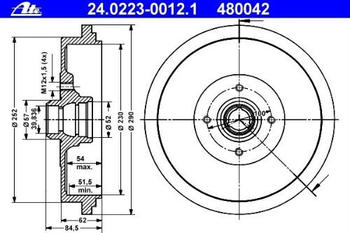 ATE 24.0223-0012.1 Bremstrommel