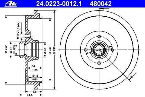 ATE 24.0223-0012.1 Bremstrommel