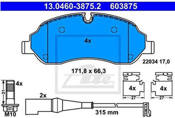 ATE Bremsbeläge mit Zubehör vorne für Ford Transit V363 Custom (13.0460-3875.2)