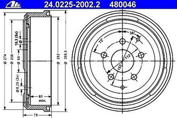 ATE 24.0225-2002.2 Bremstrommel