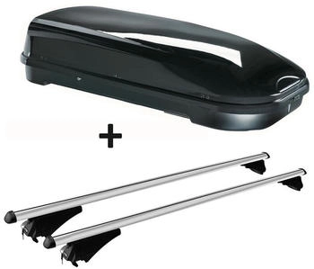 VDP Skibox schwarz JUFL580 580 Liter abschließbar + Alu-Relingträger Tiger XL aufliegende Reling im Set für BMW X5 F15 ab 13 (JUFL580ski_5000000_BMW9)