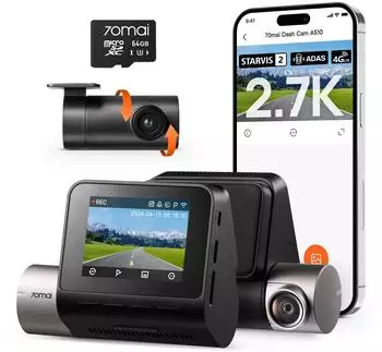 70mai A510 Dashcam Vorne Hinten 2.7K+1080P GPS ADAS (A510-1)