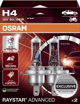 Osram Raystar Advanced 2.0 H4 Scheinwerferlampe, 2er-Pack