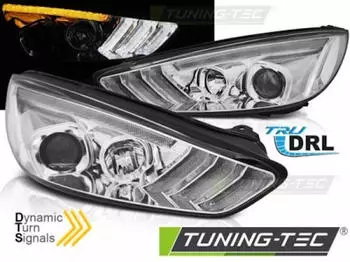Tuning-Tec Scheinwerfer DRL LED Tagfahrlicht Focus 3 (2015-2018), chrom, dynamischer Blinker