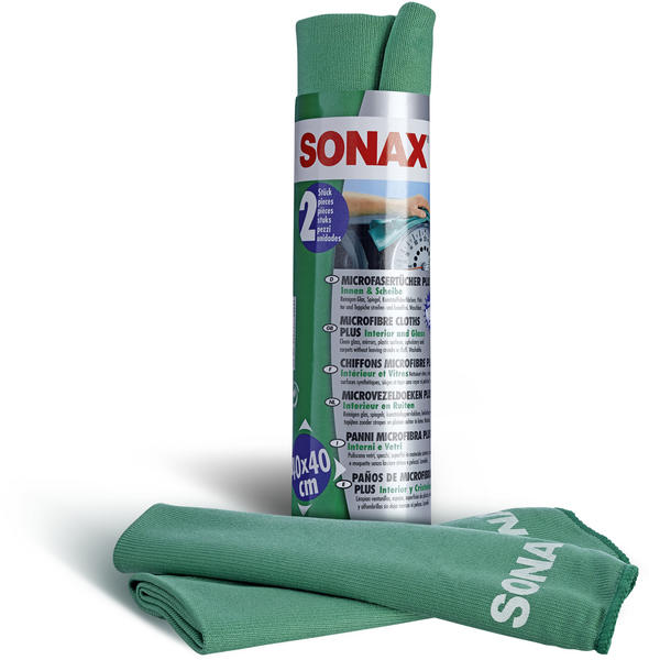 Sonax MicrofaserTücher Plus Innen & Scheibe (2 Stück)