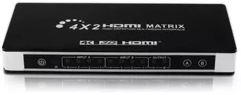 INF HDMI Matrix 4x2 Switch/Splitter UHD 4K 3D mit EDID (TCI-Y442VC-Black)