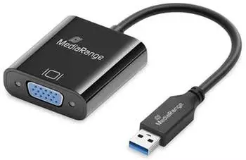MediaRange USB-A 3.0 auf VGA (HD15) Video Konverter, 20cm, schwarz (MRCS230)