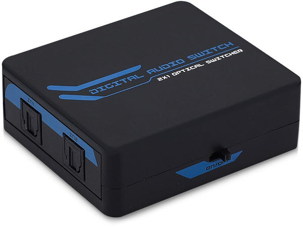 kwmobile Digital Audio Verteiler Switch - 2 facher Umschalter Adapter für optische SPDIF Toslink Audiokabel mit IR Fernbedienung - 2x1 Wandler