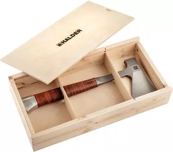 Halder Handbeil mit Ledergriff in Holzbox