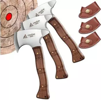 Freelander Beil-Set 3-teilig 20cm, Holzgriff, Kohlenstoffstahl 60+ HRC