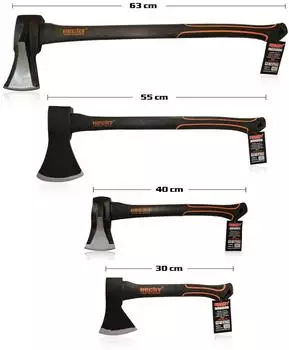 Hecht Axt 4er-Set Beil/Spaltaxt 30-40-55-63cm Fiberglaskern