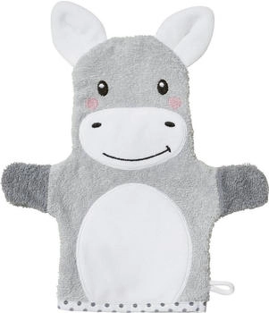 Erwin Müller Walk-Frottier Kinder-Waschhandschuh 2-in-1 Esel grau 25x28 cm