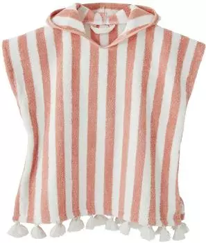 Vertbaudet Baby Badeponcho, personalisierbar koralle/weiß