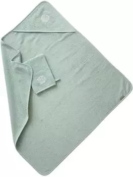 Vertbaudet Baby Kapuzenbadetuch & Waschhandschuh, personalisierbar aquamarin
