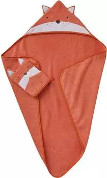 Vertbaudet Baby-Set: Badetuch & Waschhandschuh FUCHS orange/fuchs