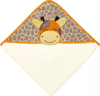 Erwin Müller Walk-Frottier Kapuzenbadetuch Giraffe braun-beige/orange 80x80 cm