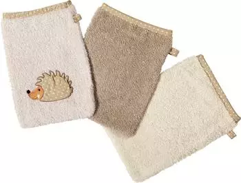 Erwin Müller Walk-Frottier Kinder-Waschhandschuh braun-beige 15x21 cm 3 Stk.