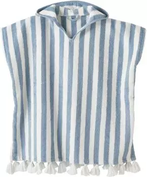 Vertbaudet Kinder Badeponcho gestreift, personalisierbar, blau (104/116)