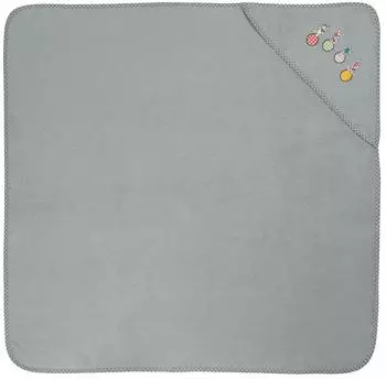 ZOLLNER Baby Kapuzenhandtuch 100x100cm, 100% Baumwolle, grau
