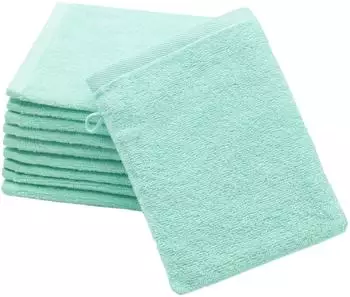 ZOLLNER 10er Set Waschlappen 100% Baumwolle mint 16x21cm (00000064-368)