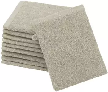 ZOLLNER Waschlappen 10er-Set 16x21cm, 100% Baumwolle, braun
