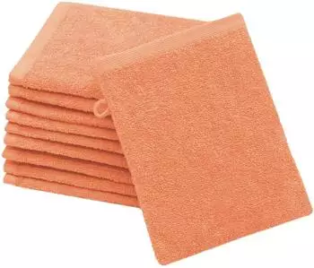 ZOLLNER Waschlappen 10er-Set 16x21cm, 100% Baumwolle, terracotta
