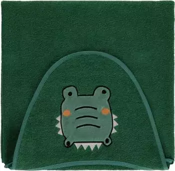 Egeria Crocodile Kapuzenhandtuch Frottier, gr&uuml;n, 70x100cm